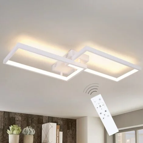 GBLY Lampada da soffitto a LED dimmerabile con telecomando 40W Metallo bianco Design moderno Lampada da camera da letto Lampada da cucina per camera da letto Sala da pranzo Soggiorno Corridoio
