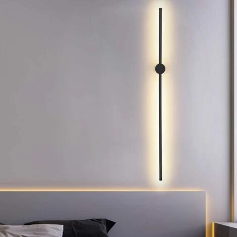 GBLY Lampada da parete per interni, lampada da parete a led rotante a 90° 3000K bianco caldo, 8W lampada da parete moderna nera per camera da letto, soggiorno, sala da pranzo, corridoio, scala 100cm