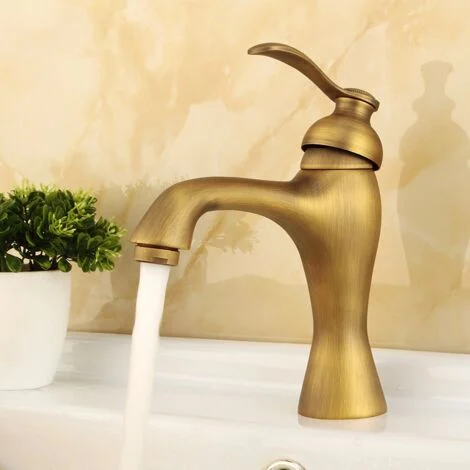 Rubinetto per Lavabo Retrò Rubinetto Bagno in Ottone Miscelatore Monocomando per Cucina Caldo e Freddo Regolabile 3/8'' Installazione Standard