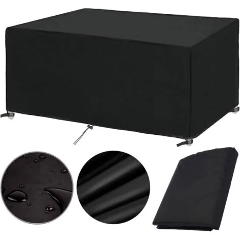 Copertura per Mobili da Giardino 225x110x75cm 420D Oxford nero Copertura per Mobili da Esterno Copertura Mobili da Giardino Impermeabile Antivento Anti-UV con Corda e Fibbia di Chiusura