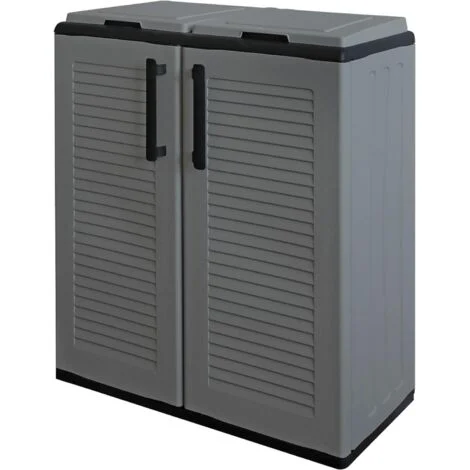 ARMADIO PATTUMIERA BASSO IN PLASTICA 2 SCOMPARTI DIMENSIONI 68X37X H 84 CM 200 LT