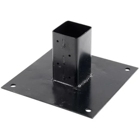 Supporto per palo 6x6 cm in acciaio nero per pavimento