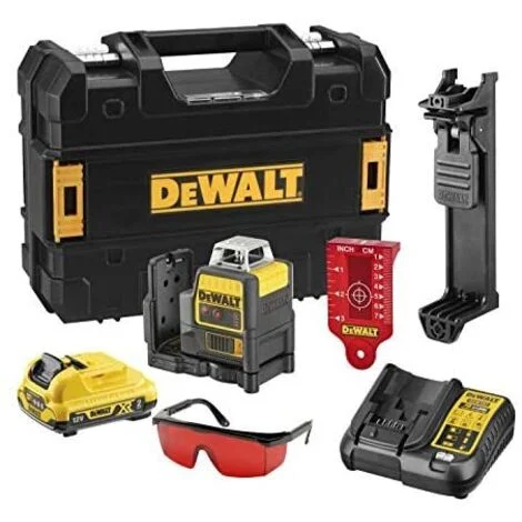 Laser a linee incrociate DeWALT DCE0811D1R con 1x batteria da 2,0 Ah + caricatore in valigetta