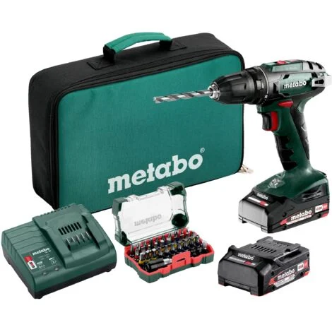 Trapano avvitatore a batteria Metabo BS 18 2x 2,0 Ah+caricabatterie + set di punte in borsa