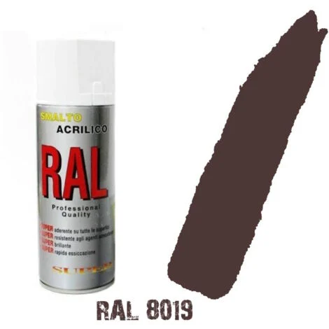 Bomboletta spray marrone testa di moro ral 8019 acrilico vernice brillante lucid