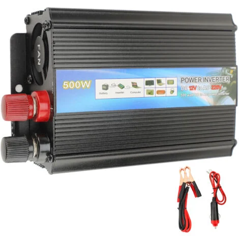 Convertitore CC-CA in lega di alluminio ad alta efficienza da 500 W per inverter di potenza 12 V per uso domestico in auto Spina UE 220 V