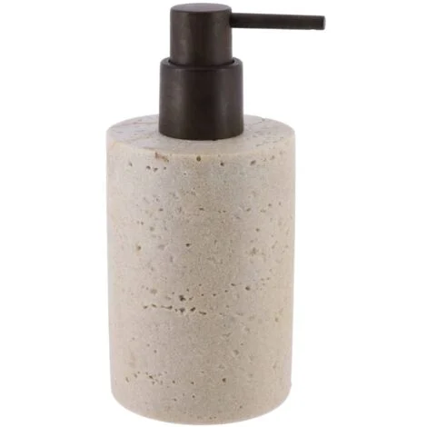 Dispenser di sapone in poliresina da 320 ml effetto travertino - naturale - Tendance
