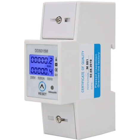 Jeffergarden Contatore Elettrico Digitale DDS015M, Monofase 230V, Display Wattora, Resettabile