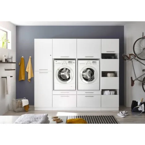 Armadio lavatrice armadio asciugatrice armadio lavanderia 235 cm bianco Clara Respecta