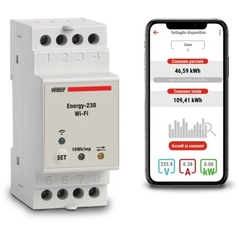 Vemer energy-230 d40 wi-fi contatore energia smart ve794600