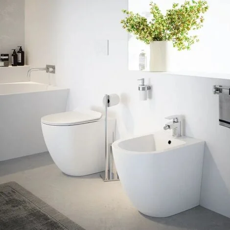 Sanitari bagno Bidet e Vaso WC A TERRA filomuro rimless scarico VORTICE coprivaso softclose FAST