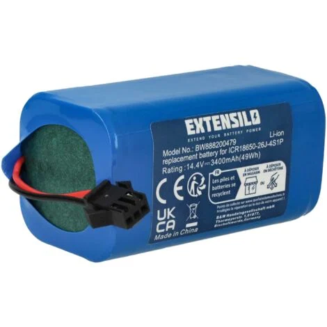 EXTENSILO batteria compatibile con Ikohs Netbot S14, S15 home cleaner blu (3400mAh, 14,4V, Li-Ion)