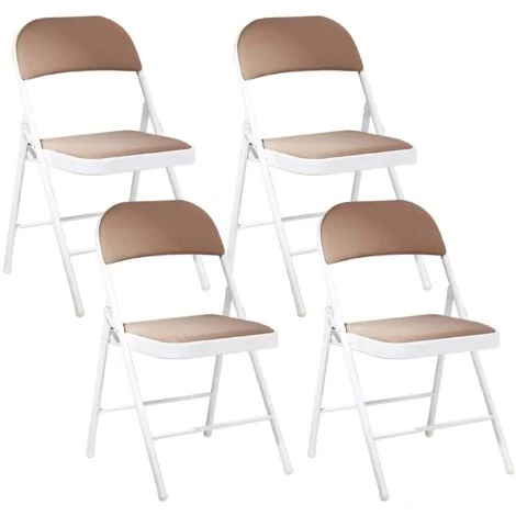 Set 4 Sedie Pieghevoli in Metallo beige e bianco Sparks