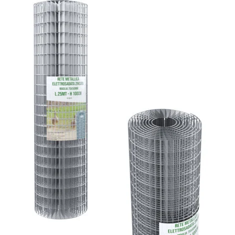 Rotolo Rete Metallica Per Recinzioni 25 M Zincata Elettrosaldata Rigida Maglia 75 x 50 mm Per Giardino Orto Piante Spazi Esterni (100 Cm)