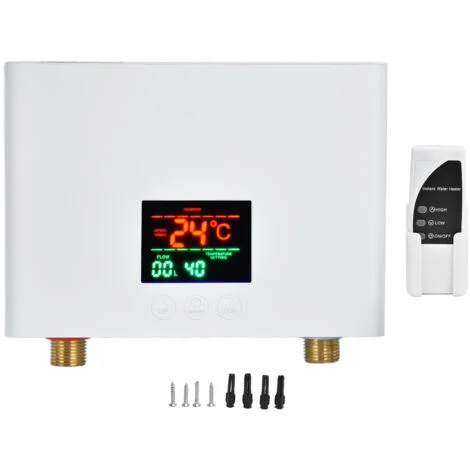 SJLERST Scaldabagno istantaneo 5.5KW Mini scaldabagno elettrico senza serbatoio montato a parete con display a LED Regolazione della temperatura per la cucina di casa Bagno