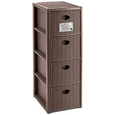 Stefanplast Cassettiera 4 posti Elegance Tortora 30x40 H 80 cm - Polipropilene - 4 cassetti - Super resistenti - Fornita montata
