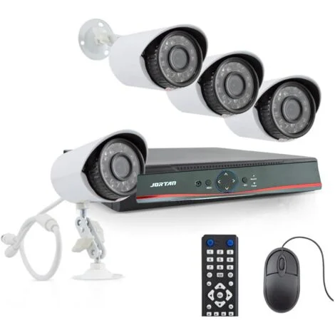 Kit Videosorveglianza 4 Telecamere 37 Led DVR App JORTAN 4 Canali Telecamere