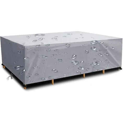 Copertura per Mobili da Giardino 160x100x70cm 420D Oxford argento Rettangolare Copertura Mobili da Giardino Impermeabile Antivento Anti-UV con Corda e Fibbia di Chiusura