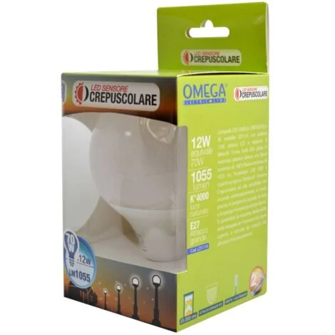 GLOBO G95 CON SENSORE CREPUSCOLARE 12W E27 4000K