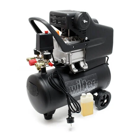 Wiltec Compressore 24 litri con rotelle motore da 1,1 kW aria compressa da 8 bar