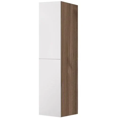 Colonna per lavanderia H 180 cm effetto legno e ante in bianco Wanda