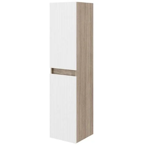 Colonna bagno sospesa 136 cm frontale bianco cannettato e olmo Porto