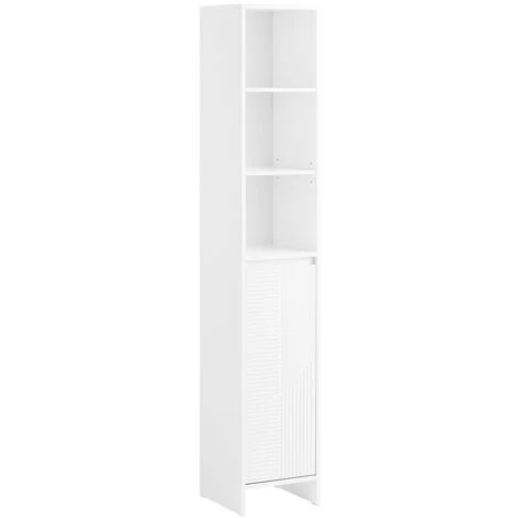 SoBuy Mobile colonna bagno con portabiancheria e Mobiletto stretto salvaspazio Bianco L30P30A170 cm BZR158-W