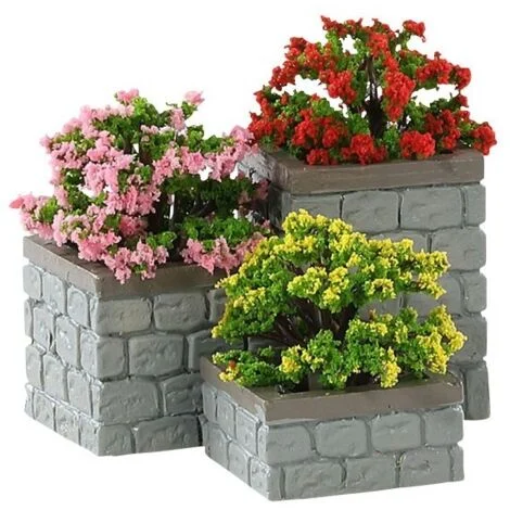 FLOWER BED BOXES SET OF 3 Set fioriere allestimento villaggio Lemax 84380