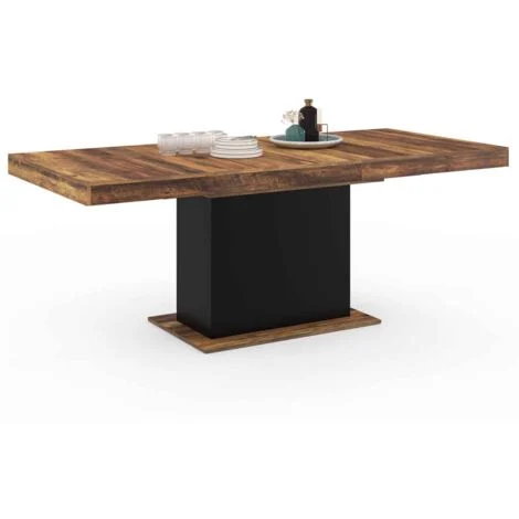 EDEN mesa de comedor extensible HAWKINS tapa de madera oscura 6-10 personas 160-200cm