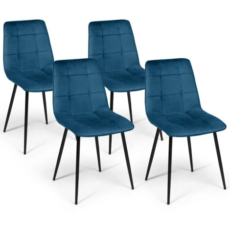 Set di 4 sedie da pranzo MILA in velluto blu