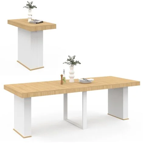 Consola extensible EDEN 10 personas 235cm madera y blanco
