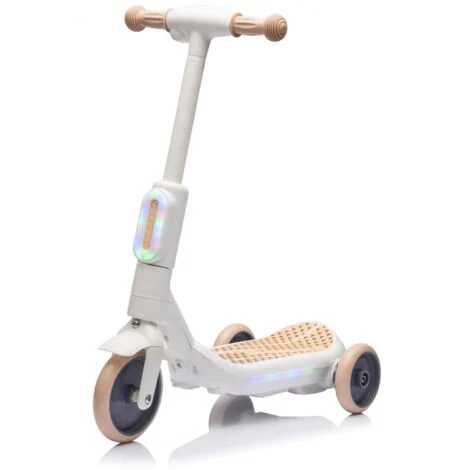 Monopattino Elettrico per Bambini Deluxe 3 Ruote + Casco e Kit Protezioni-Beige