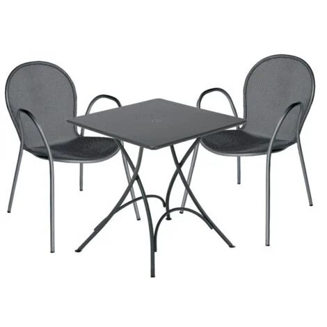 EMU Set da Esterno Tavolo Pigalle 76 x 76 cm Con 2 Sedia Poltrona Ronda Ferro Antico