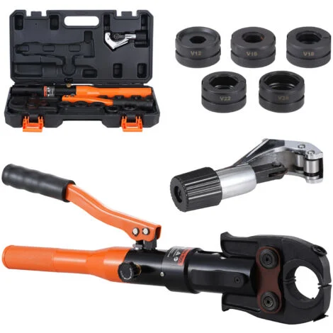 Mophorn Utensile per Crimpatura Idraulica per Tubi in Rame, Pinza per Pressatura con Ganasce a Cambio Rapido V12, V15, V18, V22, V28, Kit Pressa Girevole a 360° per Spazi Ristetti