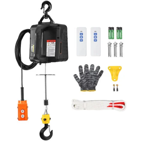 Mophorn Argano elettrico 3 in 1,1100 libbre, argano gru da 1500W con telecomando cablato e wireless, altezza di sollevamento 22,9 piedi, 13 piedi/min, per garage, magazzino, sollevamento in fabbrica