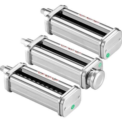 Mophorn Set di Accessori 3 Rulli Sfogliatrice di Pasta Adatto per Impastatrice KitchenAid, Set Rulli per Tagliapasta Acciaio Inox 3 Pezzi Compatibile per Robot da Cucina KitchenAid Spessore Regolabile
