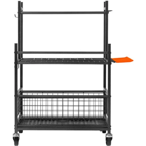 Mophorn Porta Attrezzi da Giardino 16 Slot con Ganci Porta Attrezzi da Garage in Metallo PP con Ruote Organizzazione Stoccaggio Riparo Esterno per Attrezzi, Rastrelli, Scope a Manico Lungo da Officina