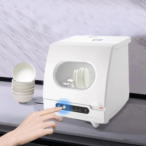 Mini lavastoviglie 800 W, Lavastoviglie da piano di lavoro, Lavastoviglie portatile silenziosa, con 5 programmi e controllo touch per la pulizia di piatti, tazze e bicchieri, per la casa