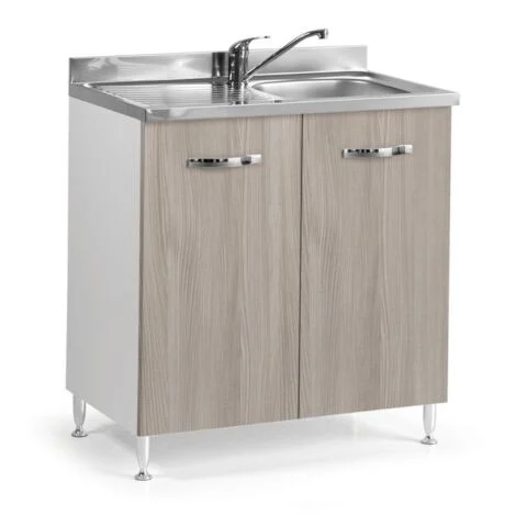 Sottolavello 2 ante 80 cm con lavello incluso colore olmo