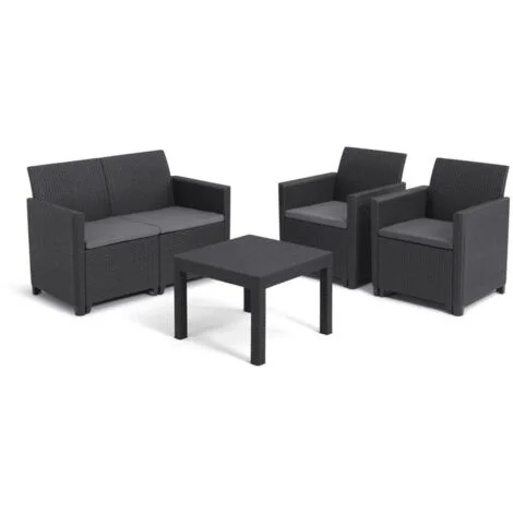 set da giardino keter "marie lounge" colore grafite, 4 posti