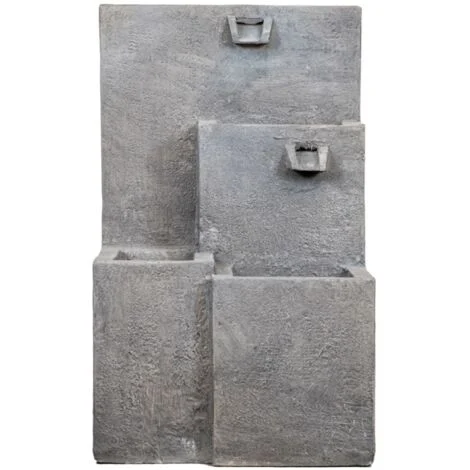 fontana da esterno a due vasche con portavaso e pompetta per ricircolo acqua 42x40x70 cm