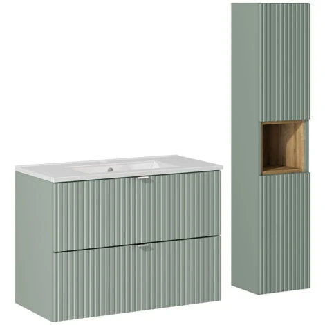 Set di mobili da bagno con lavabo Jade verde 80cm