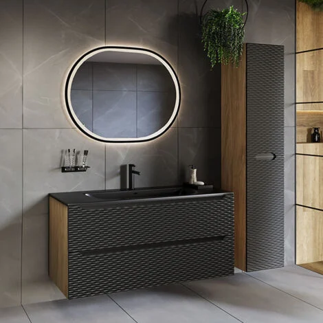Set di mobili da bagno con lavabo Elora nero e marrone 120cm