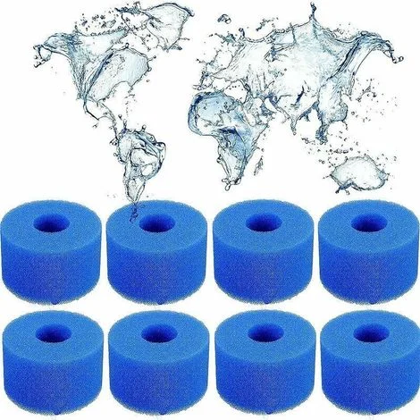 Confezione da 8 filtri in schiuma riutilizzabili tipo S1 per vasche idromassaggio Intex S1, adatti a piscine, acquari e spa di tipo S1.