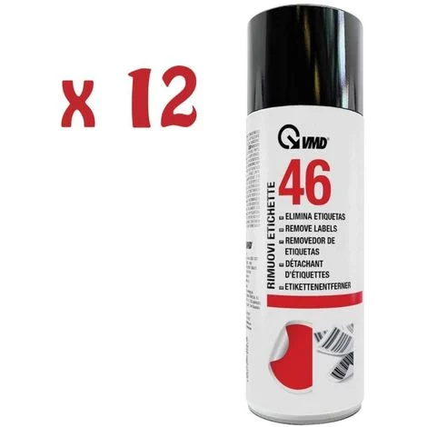 12 bombolette spray rimuovi etichette adesivi colle nastro 200 ml Vmd 46