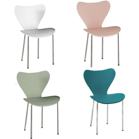 Set di 4 sedie da pranzo, sedie da cucina in plastica per uso domestico e da ufficio Bianco/ciano-blu/rosa/blu