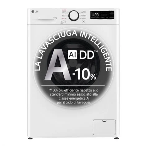 LG D2R3S08NSWW Lavasciuga Slim 8-5kg AI DD Classe Energetica E 1200 Giri AI Wash Vapore