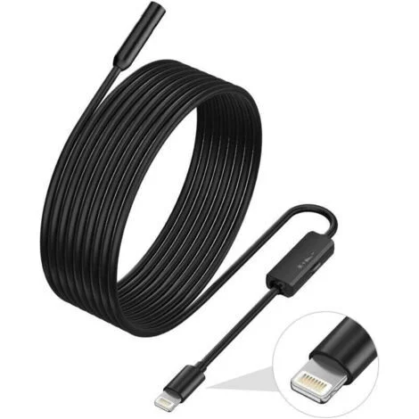 Endoscopio per iPhone, telecamera di ispezione ILIHOME con obiettivo da 5,5 mm, cavo semirigido da 2 metri, endoscopio impermeabile IP68