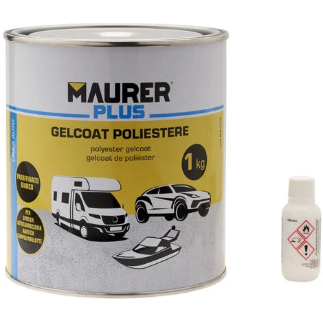 Gel Coat Poliestere 1kg. Bianco. Vernice poliestere per fibra di vetro/resina.