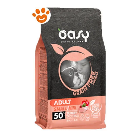 Oasy Dog Grain Free Adult Small/Mini Tacchino- Oasy Dog Grain Free Adult Small/Mini Tacchino - Sacco Da 2,5 Kg